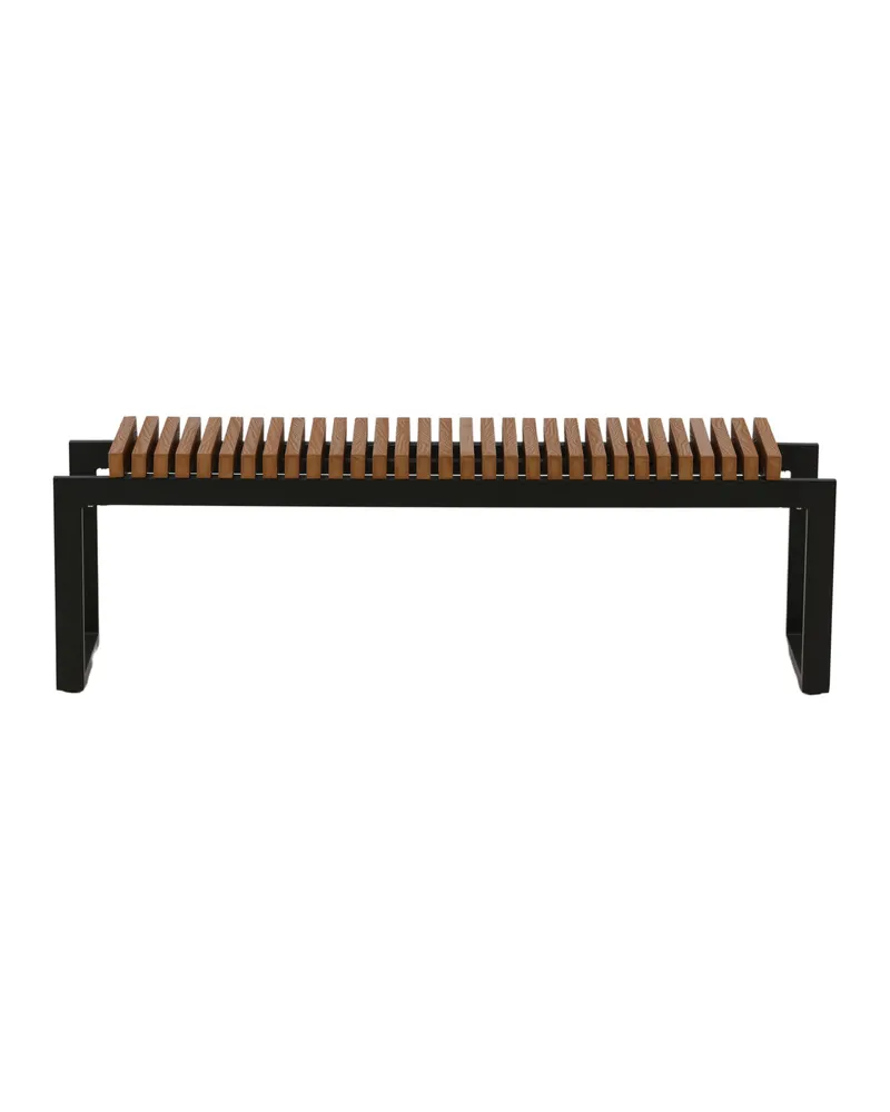 Athena Gartenbank aus Aluminium mit Lattensitz in Natur, Gestell Schwarz, Ansicht 3