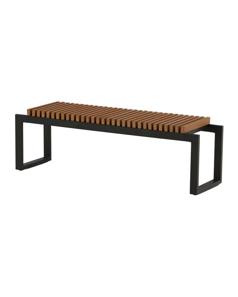 Athena Gartenbank aus Aluminium mit Lattensitz in Natur, Gestell Schwarz, Ansicht 5
