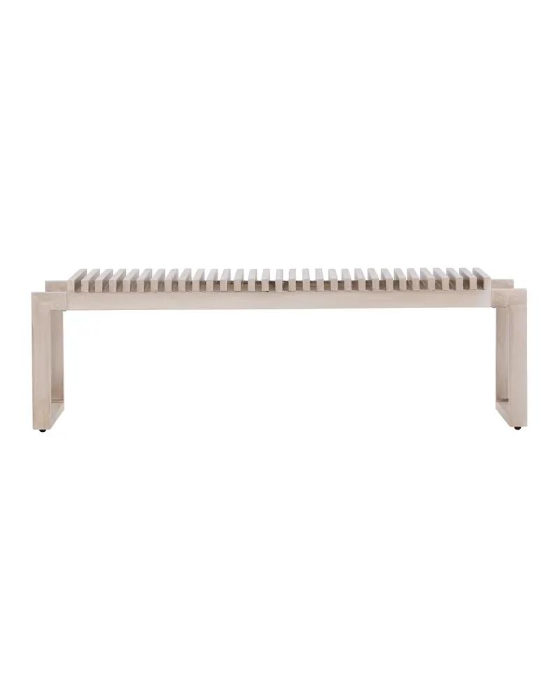 Athena Gartenbank aus Aluminium mit Lattensitz in Whitewash, Ansicht 1