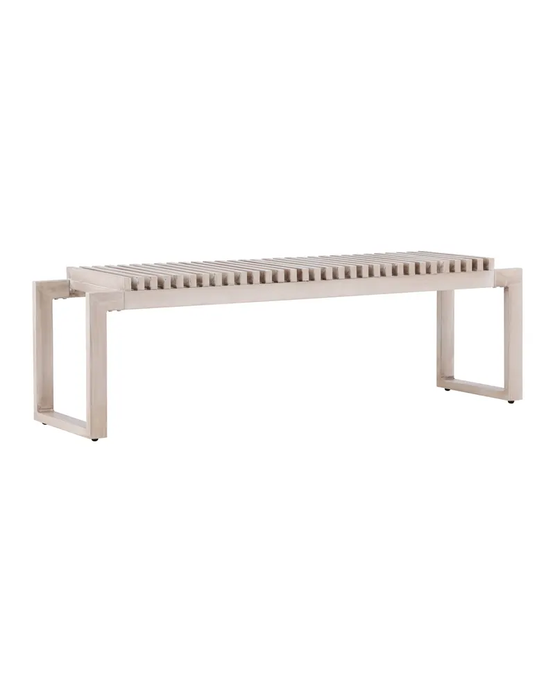 Athena Gartenbank aus Aluminium mit Lattensitz in Whitewash, Ansicht 2