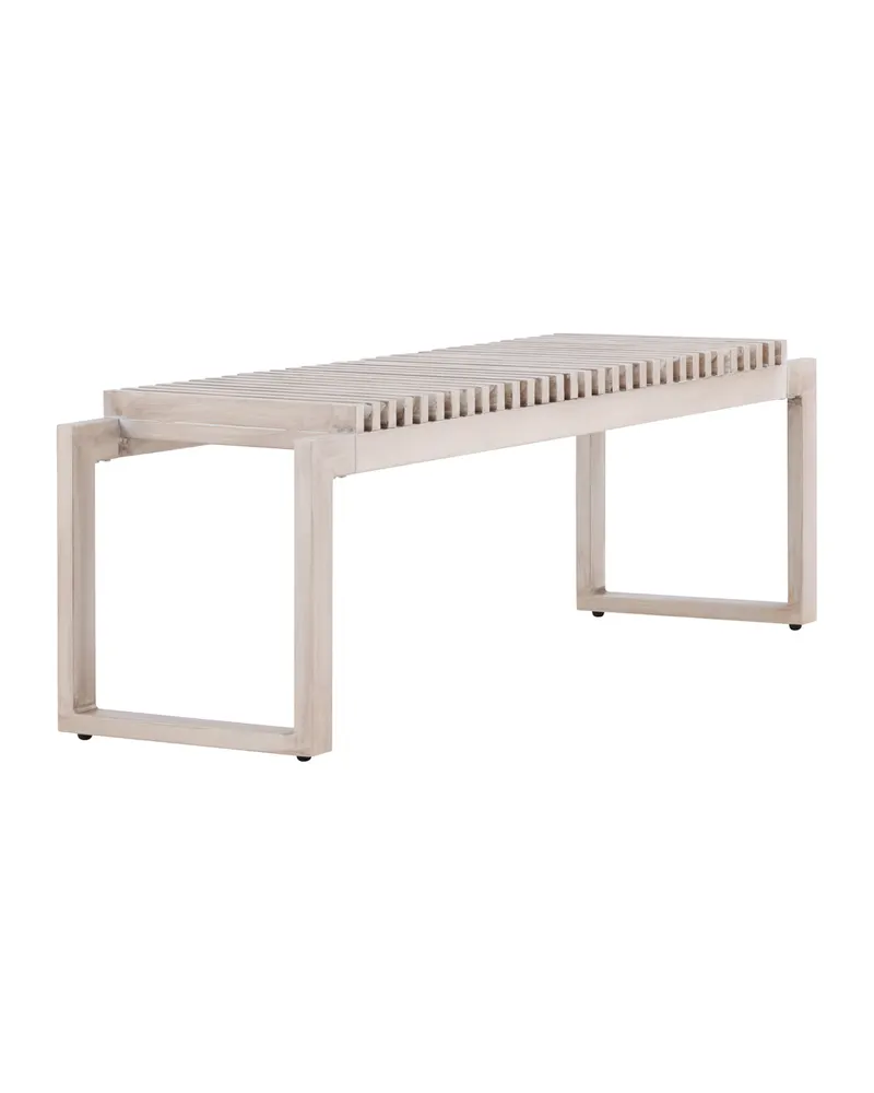 Athena Gartenbank aus Aluminium mit Lattensitz in Whitewash, Ansicht 3