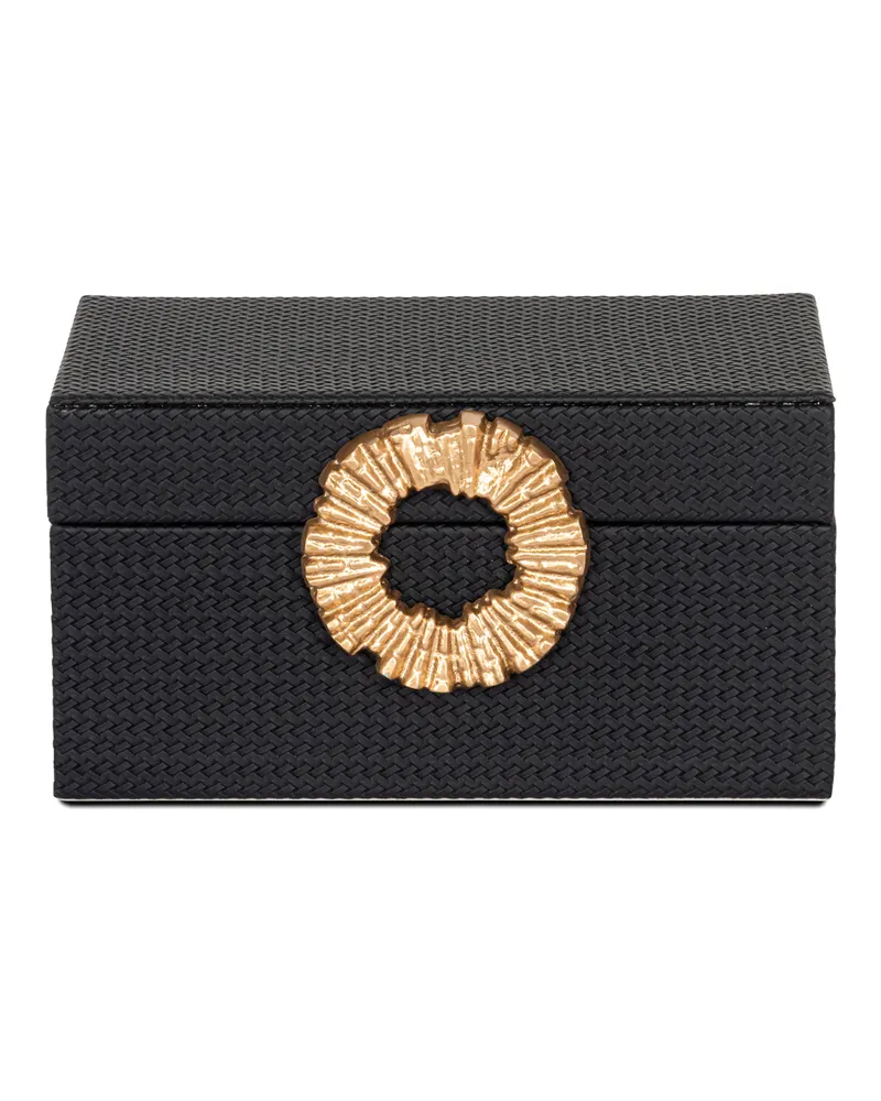 Aufbewahrungsbox Amal aus MDF, PU-Kunstleder und Zinklegierung, Schwarz/Gold