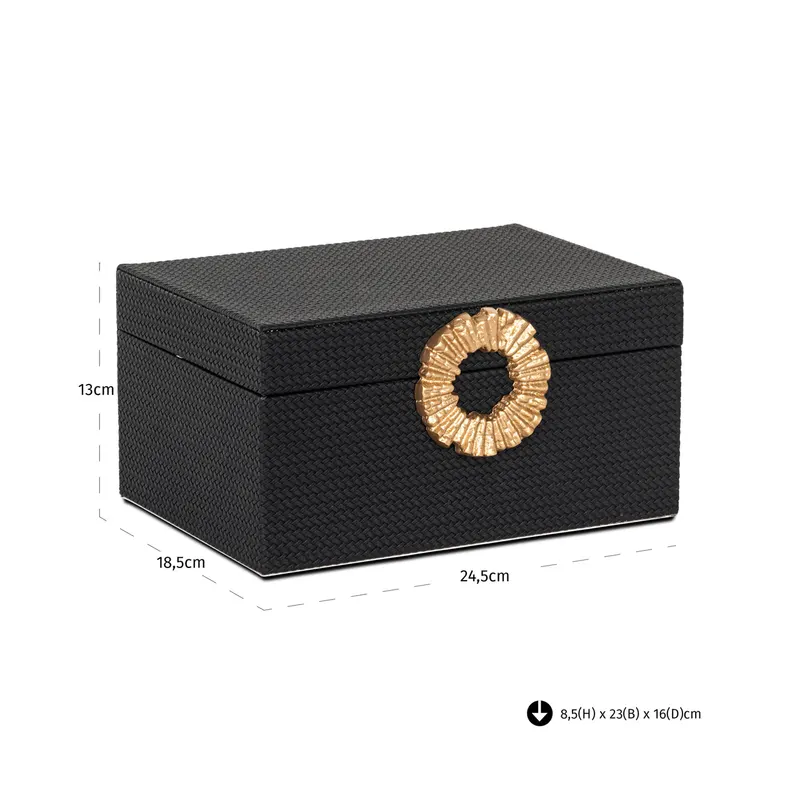 Aufbewahrungsdose Amal groß, Schwarz/Goldfarben von Richmond Interiors, Maßzeichnung 10