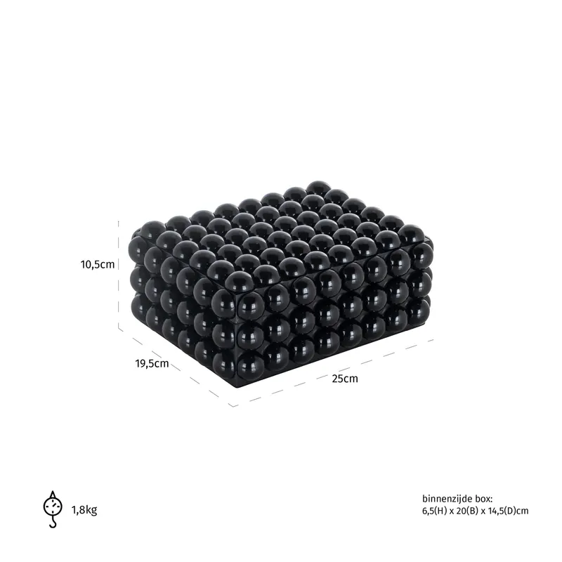 Aufbewahrungsdose Batool klein, Schwarz von Richmond Interiors, Maßzeichnung 10