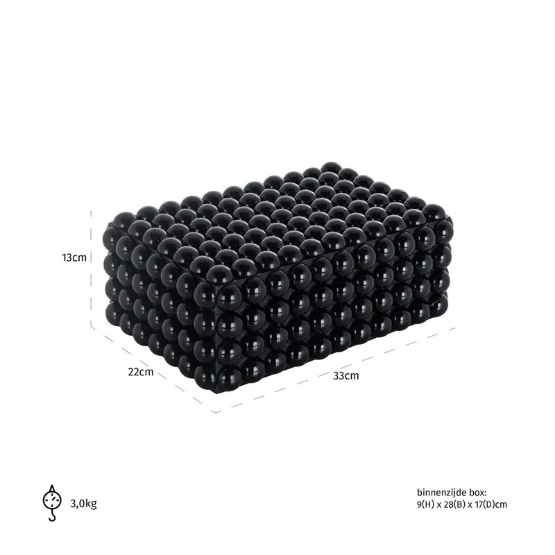 Aufbewahrungsdose Batool groß, Schwarz von Richmond Interiors, Maßzeichnung 9