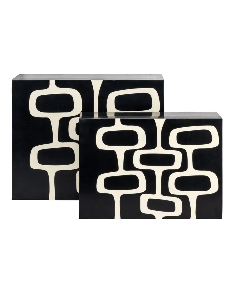 Aufbewahrungsdose Lux, Schwarz/Weiß, 2er-Set von Richmond Interiors, Produktansicht 2