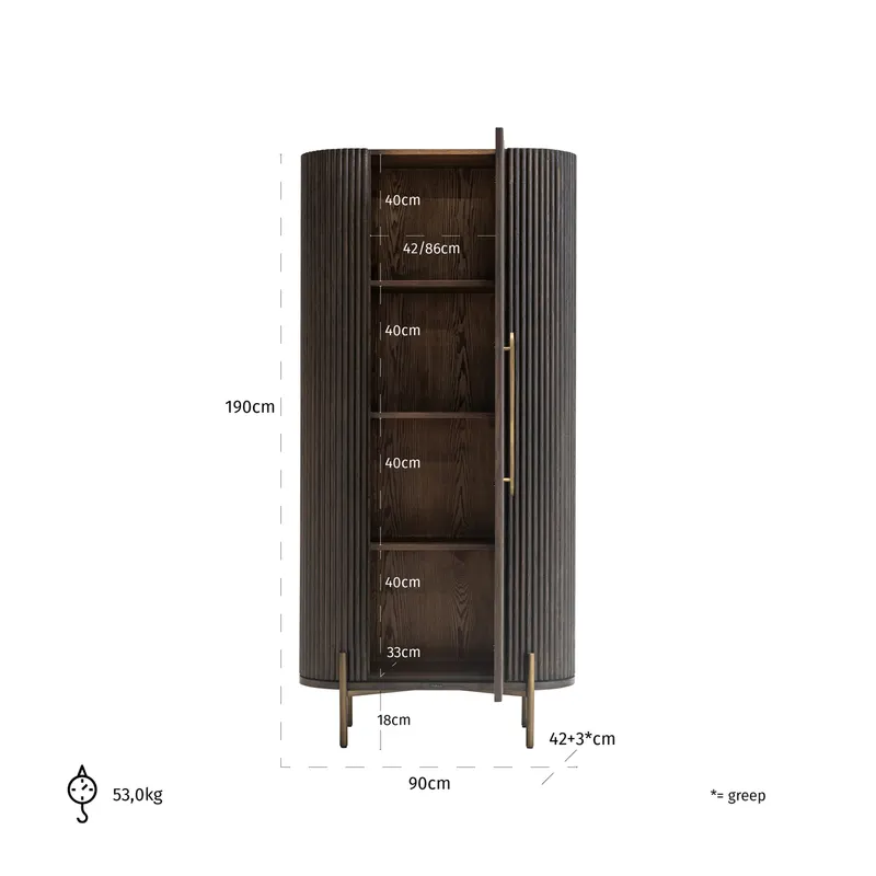 Aufbewahrungsschrank Luxor, Braun von Richmond Interiors, Maßzeichnung 9