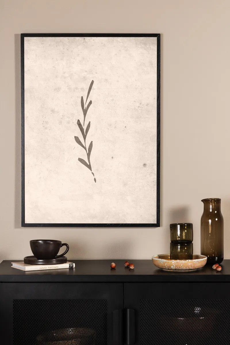 Autumn leaf Poster mit illustriertem Blattzweig in Beige