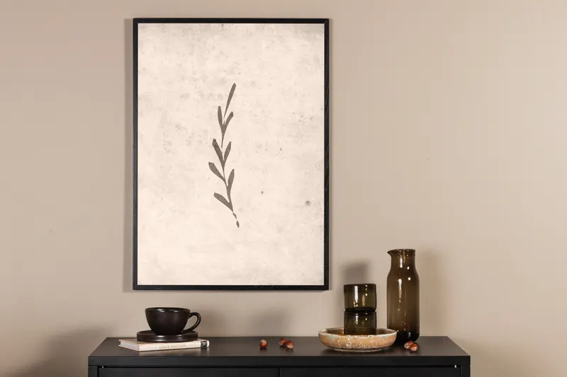 Autumn leaf Poster mit illustriertem Blattzweig in 70 × 50 cm, im Wohnraum, Ansicht 2