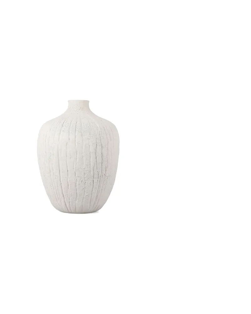 Avo Vase aus Steinzeug in Beige, gewellte Form, Beige