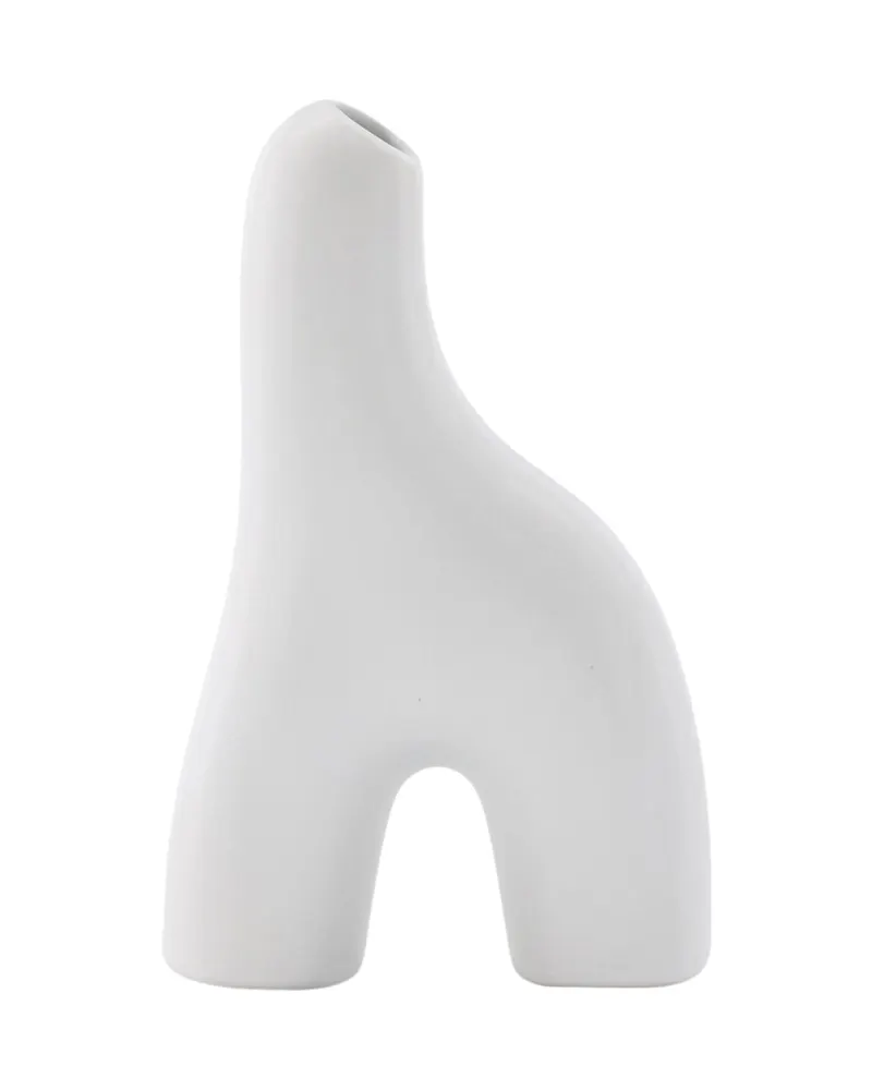 Aya kleine Vase in Bogenform aus weißem Steinzeug