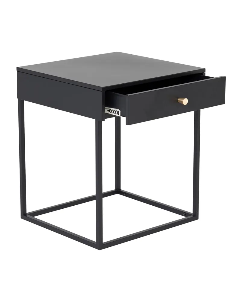 Bakal Nachttisch mit Stahlgestell in 43 × 41 cm, Schwarz, Ansicht 3