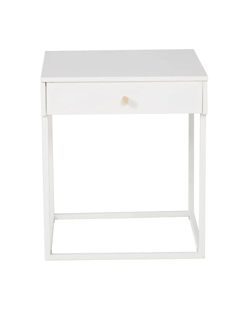 Bakal Nachttisch mit Stahlgestell in 43 × 43 cm, Weiß, Ansicht 1