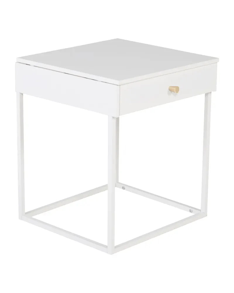 Bakal Nachttisch mit Stahlgestell in 43 × 43 cm, Weiß, Ansicht 2