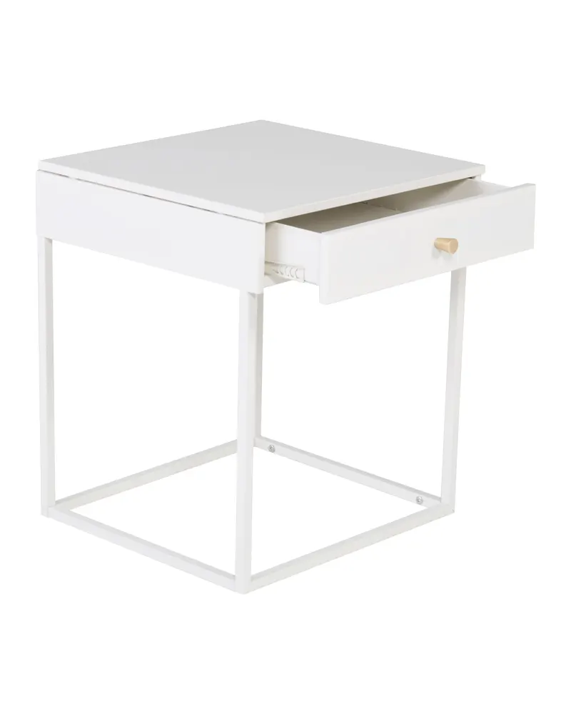 Bakal Nachttisch mit Stahlgestell in 43 × 43 cm, Weiß, Ansicht 3
