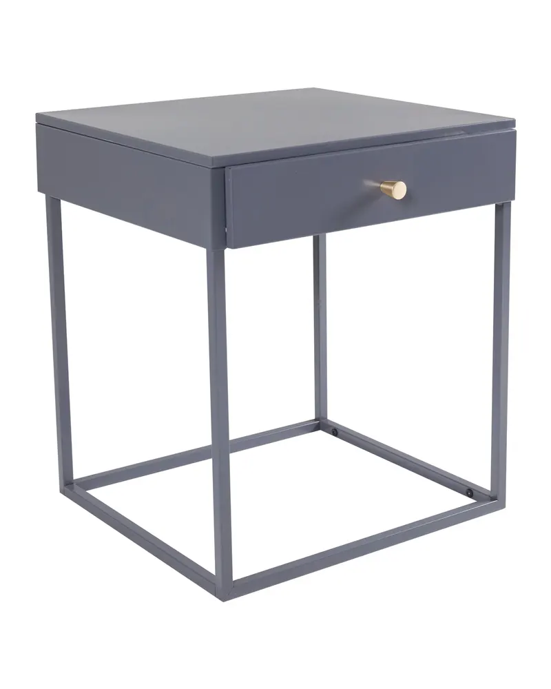 Bakal Nachttisch mit Stahlgestell in 43 × 43 cm, Hellgrau, Ansicht 2