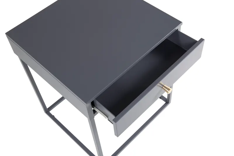 Bakal Nachttisch mit Stahlgestell in 43 × 43 cm, Hellgrau, Ansicht 3