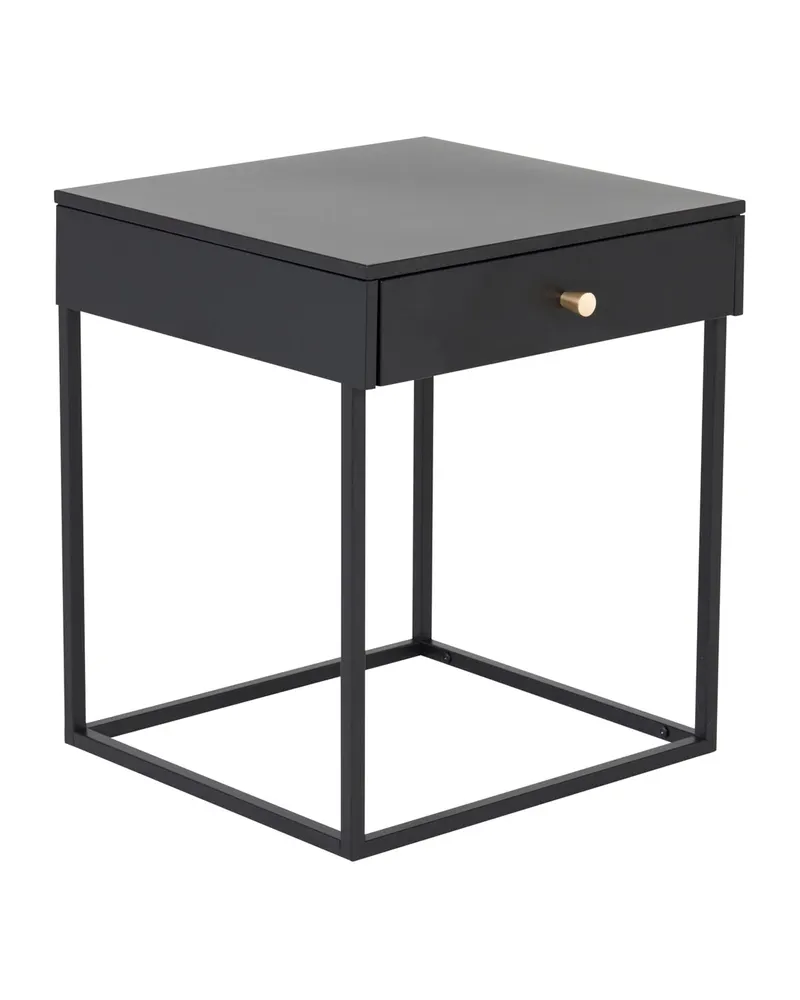 Bakal Nachttisch mit Stahlgestell in 43 × 43 cm, Schwarz, Ansicht 2