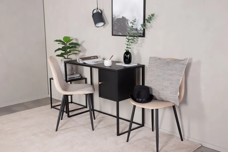 Bakal Schreibtisch aus Stahl mit Türfach in Schwarz, im Wohnraum, Ansicht 2