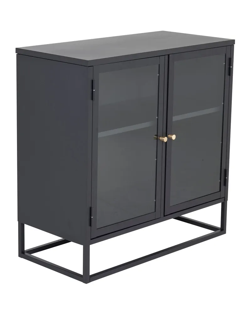 Bakal Sideboard aus Stahl mit Glastüren in 40 × 85 × 85 cm, Schwarz