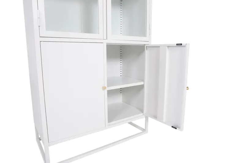 Bakal Sideboard aus Stahl mit Glastüren in 41 × 190 × 80 cm, Weiß, Ansicht 5