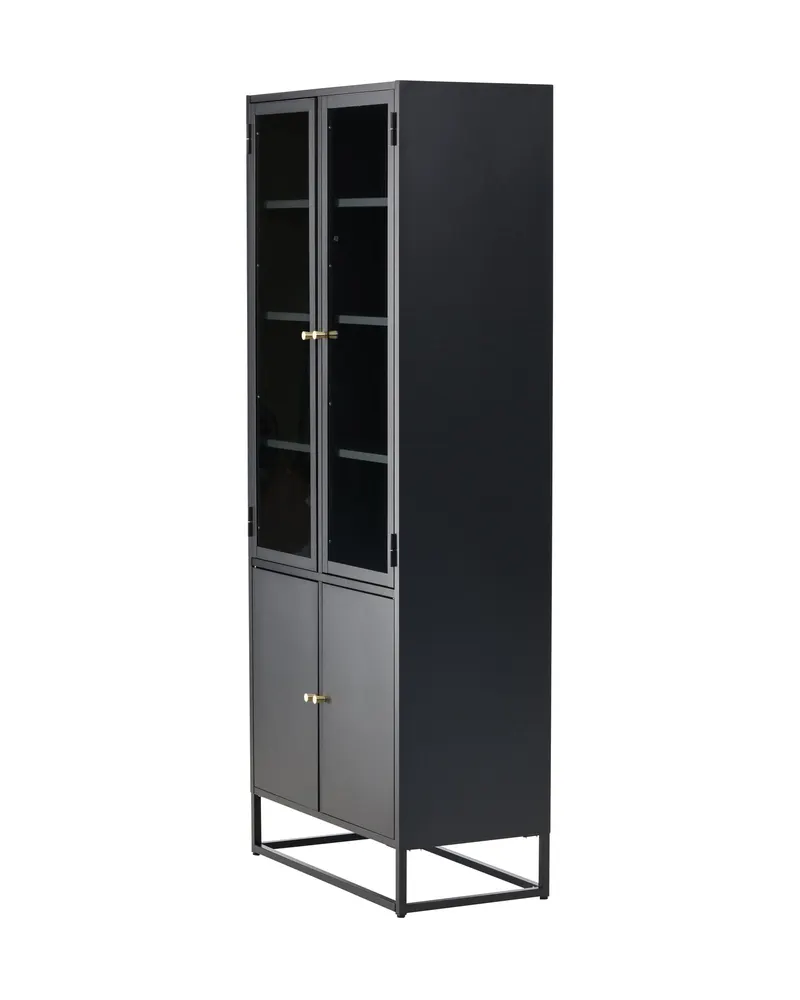 Bakal Sideboard aus Stahl mit Glastüren in 41 × 190 × 80 cm, Schwarz, Ansicht 6