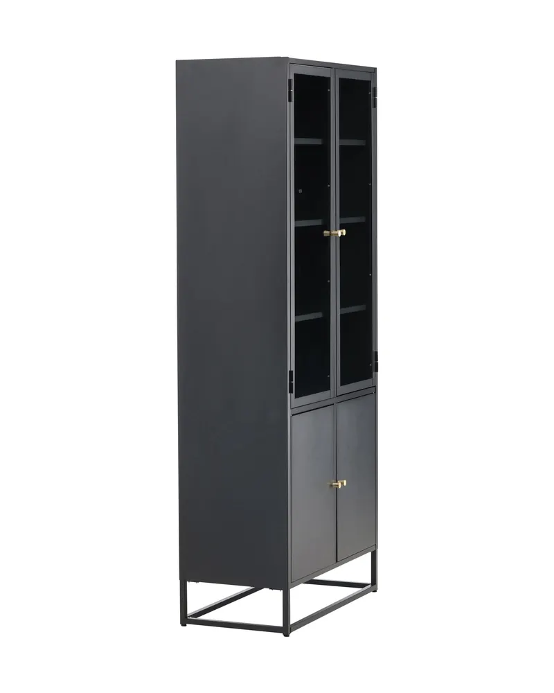Bakal Sideboard aus Stahl mit Glastüren in 41 × 190 × 80 cm, Schwarz, Ansicht 2