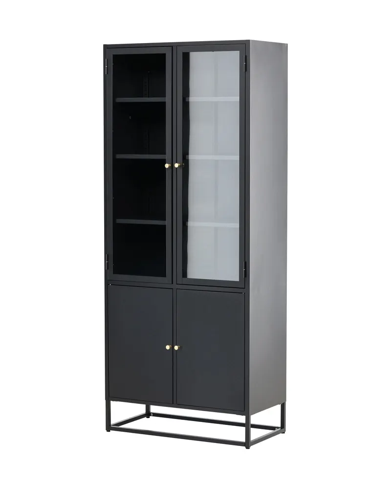 Bakal Sideboard aus Stahl mit Glastüren in 41 × 190 × 80 cm, Schwarz, Ansicht 5