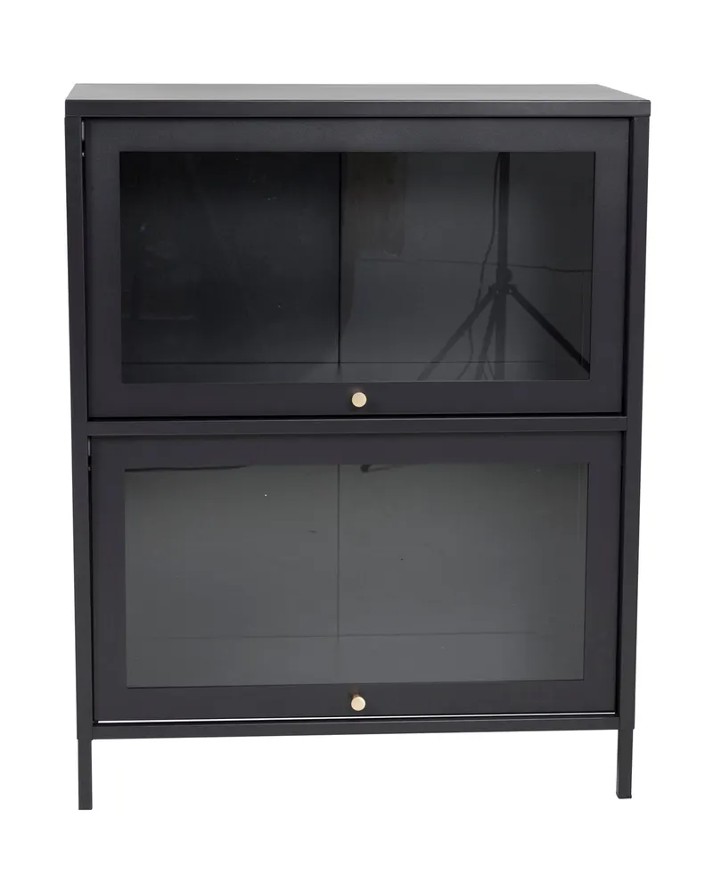 Bakal Sideboard aus Stahl mit Glastüren in 40 × 100 × 80 cm, Schwarz, Ansicht 1