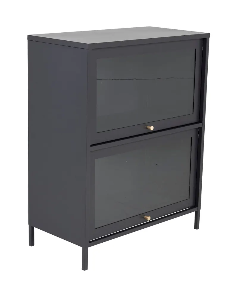 Bakal Sideboard aus Stahl mit Glastüren in 40 × 100 × 80 cm, Schwarz, Ansicht 2