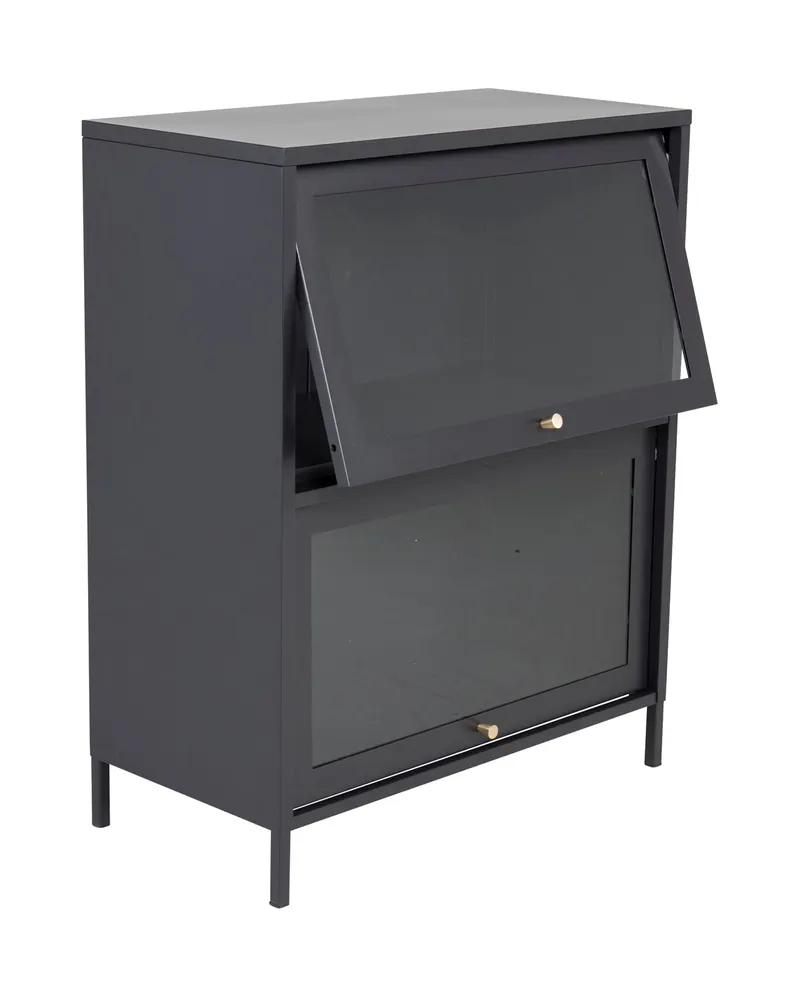 Bakal Sideboard aus Stahl mit Glastüren in 40 × 100 × 80 cm, Schwarz, Ansicht 3
