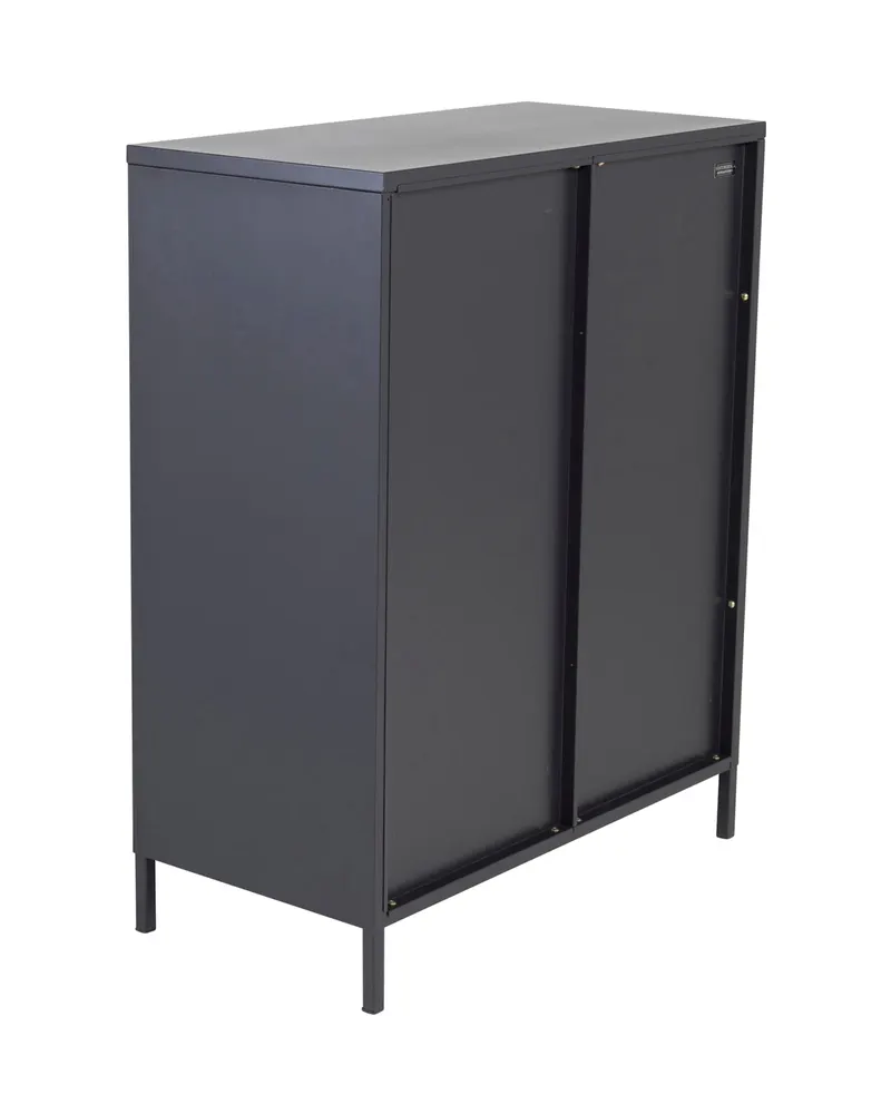 Bakal Sideboard aus Stahl mit Glastüren in 40 × 100 × 80 cm, Schwarz, Ansicht 4
