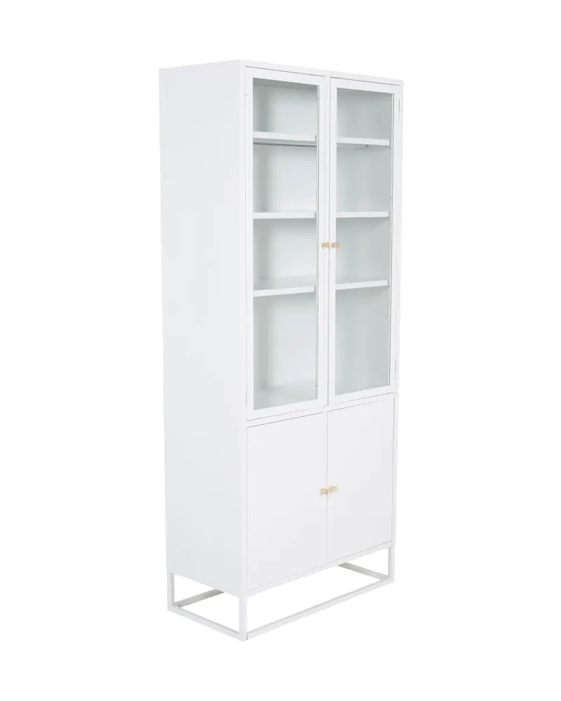 Bakal Sideboard aus Stahl mit Glastüren in 40,5 × 190 × 80 cm, Weiß, Ansicht 1