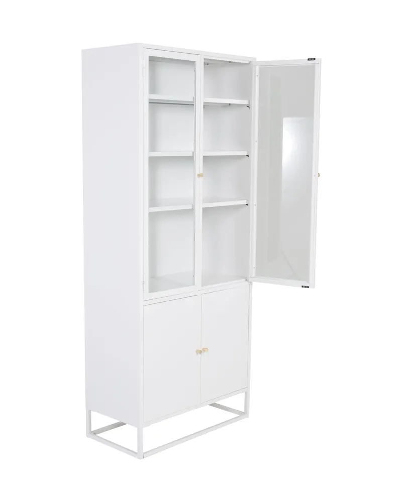 Bakal Sideboard aus Stahl mit Glastüren in 40,5 × 190 × 80 cm, Weiß, Ansicht 3