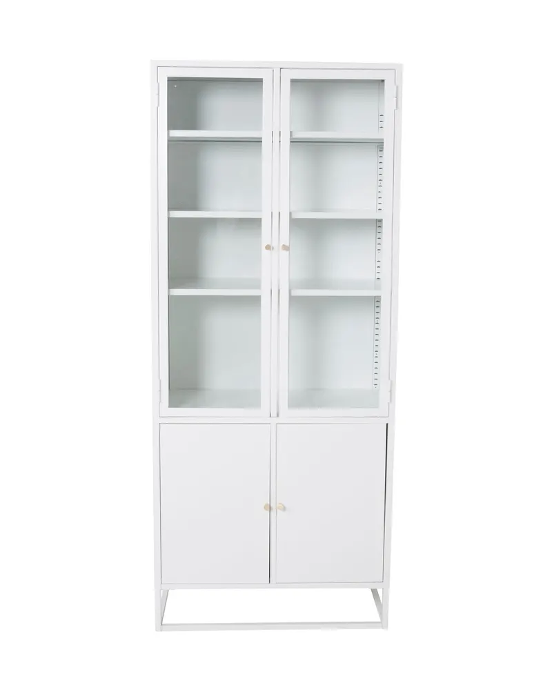 Bakal Sideboard aus Stahl mit Glastüren in 40,5 × 190 × 80 cm, Weiß, Ansicht 4