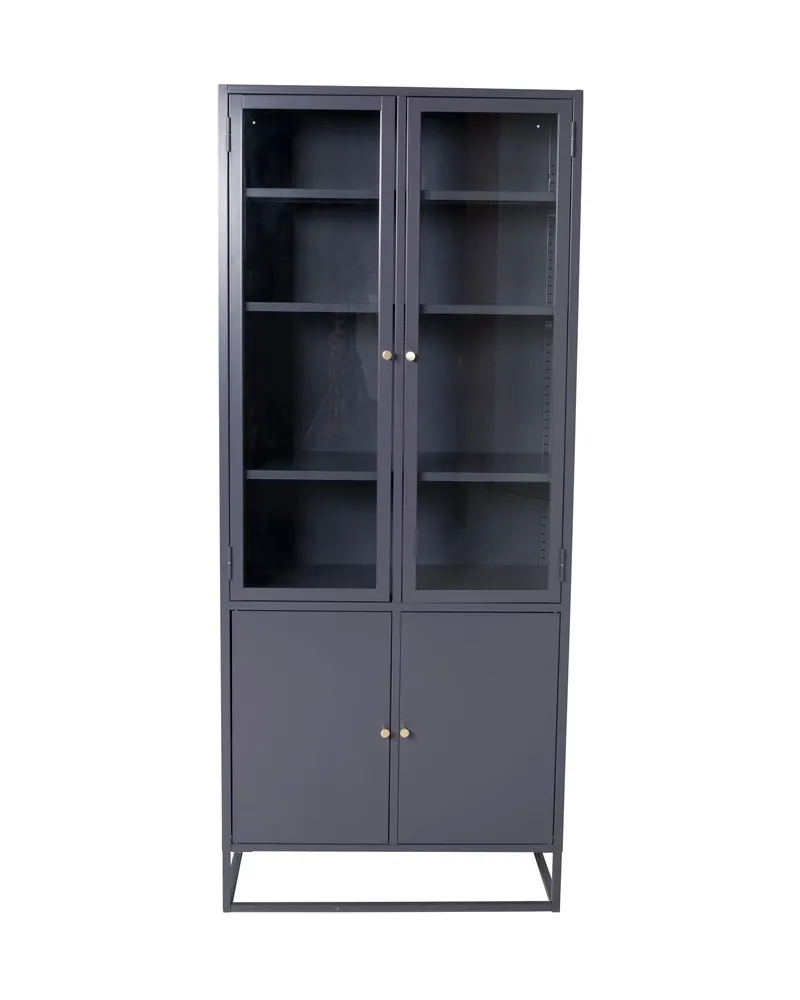 Bakal Sideboard aus Stahl mit Glastüren in 40,5 × 190 × 80 cm, Hellgrau, Ansicht 1