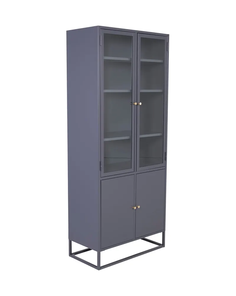 Bakal Sideboard aus Stahl mit Glastüren in 40,5 × 190 × 80 cm, Hellgrau, Ansicht 2