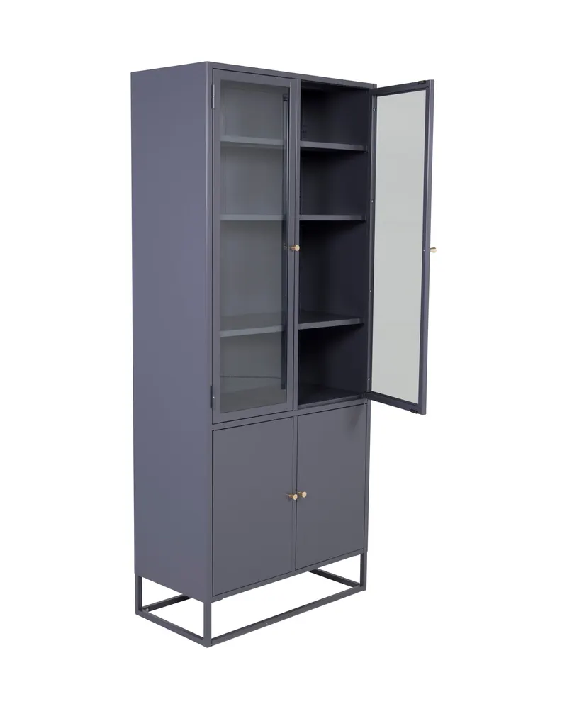 Bakal Sideboard aus Stahl mit Glastüren in 40,5 × 190 × 80 cm, Hellgrau, Ansicht 3