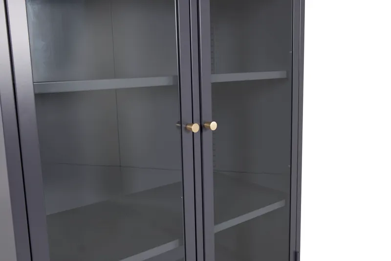 Bakal Sideboard aus Stahl mit Glastüren in 40,5 × 190 × 80 cm, Hellgrau, Ansicht 4