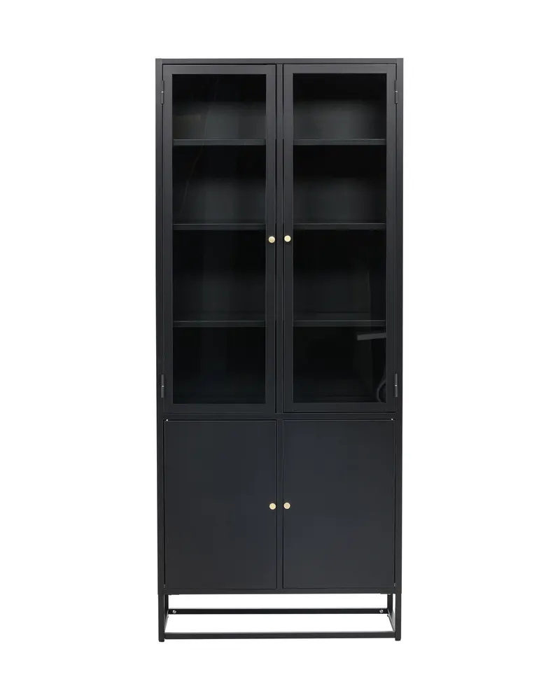 Bakal Sideboard aus Stahl mit Glastüren in 40,5 × 190 × 80 cm, Schwarz, Ansicht 1