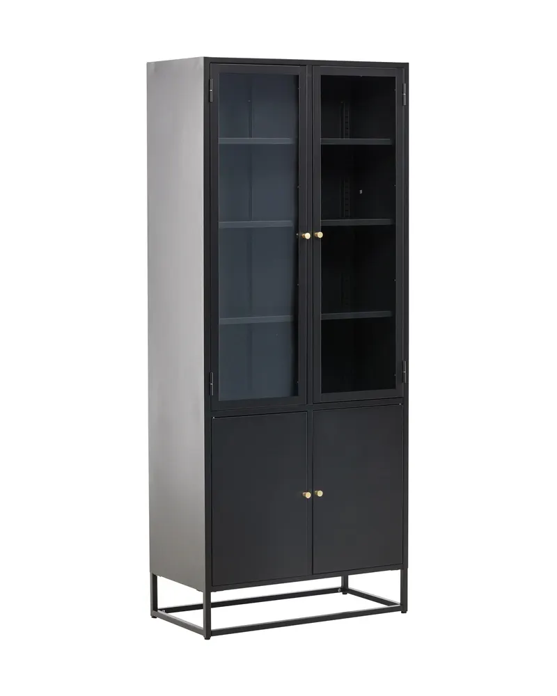 Bakal Sideboard aus Stahl mit Glastüren in 40,5 × 190 × 80 cm, Schwarz, Ansicht 2