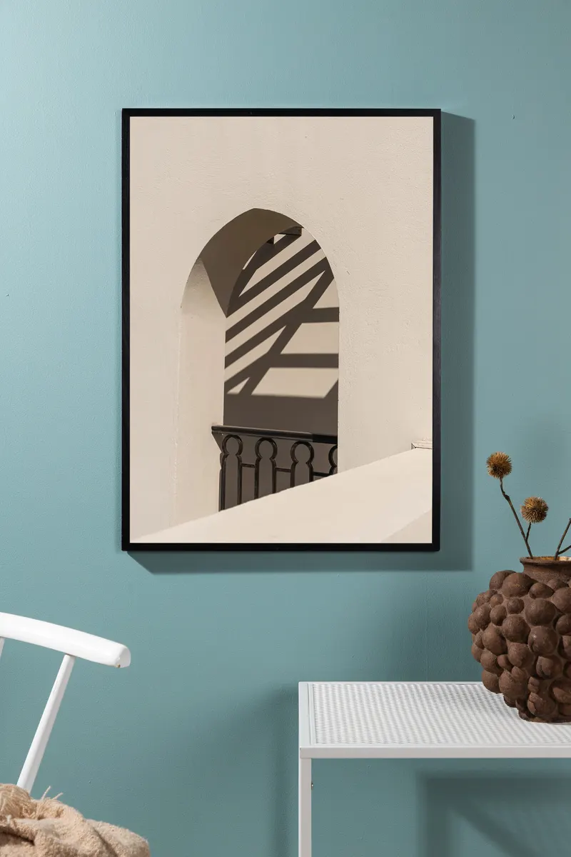 Balcony Poster mit Rundbogen und Geländer in 30 × 21 cm, im Wohnraum, Ansicht 1
