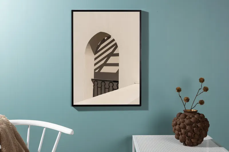Balcony Poster mit Rundbogen und Geländer in 30 × 21 cm, im Wohnraum, Ansicht 2