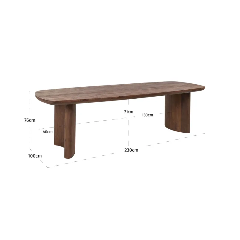 Esstisch Baldwin 230 cm in Spicebrown von Richmond Interiors, Maßzeichnung 6