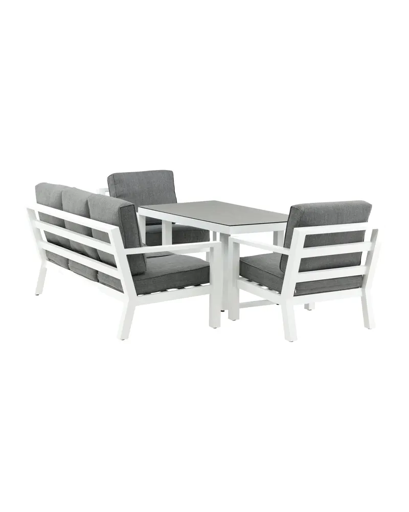Barcelona Gartenlounge mit Sofa, zwei Sesseln mit ausgestellten Beinen und Tisch, Ansicht 9