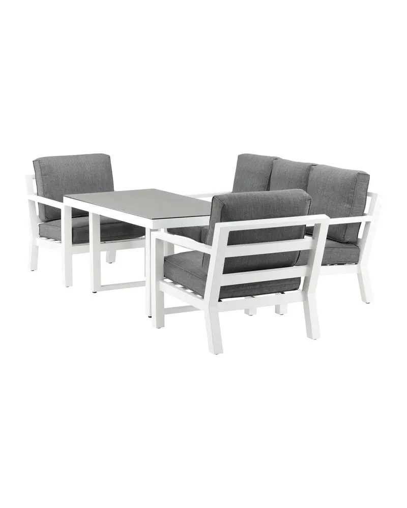 Barcelona Gartenlounge mit Sofa, zwei Sesseln mit ausgestellten Beinen und Tisch, Ansicht 3