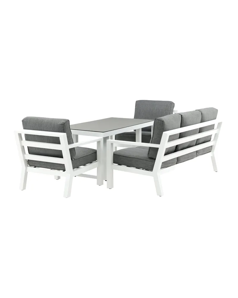 Barcelona Gartenlounge mit Sofa, zwei Sesseln mit ausgestellten Beinen und Tisch, Ansicht 5