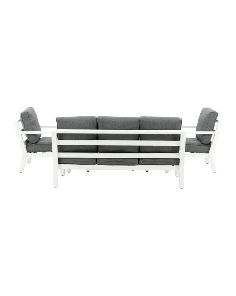 Barcelona Gartenlounge mit Sofa, zwei Sesseln mit ausgestellten Beinen und Tisch, Ansicht 6