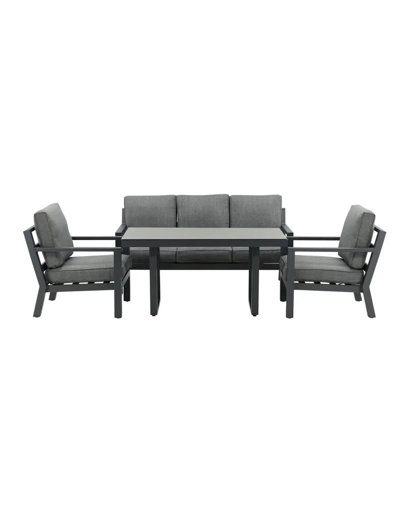Barcelona Gartenlounge mit Sofa und zwei Sesseln, Weiß