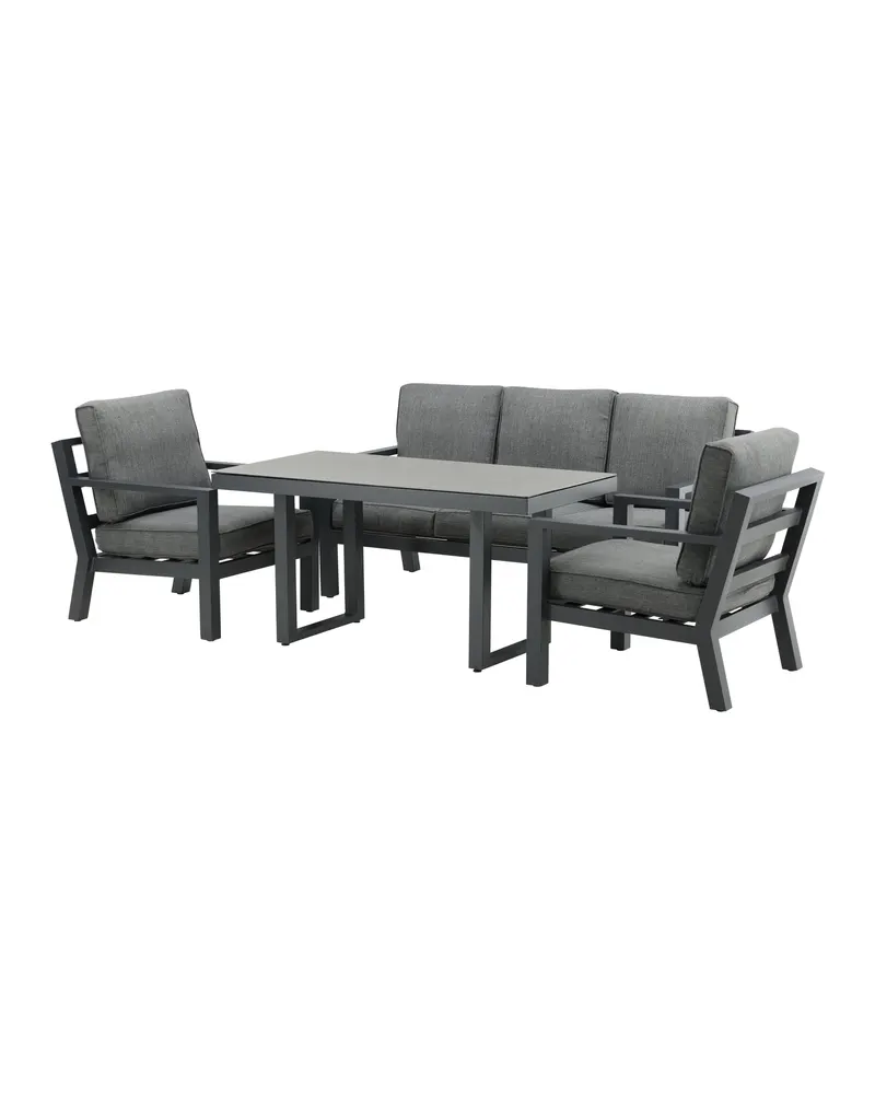 Barcelona Gartenlounge mit Sofa, zwei Sesseln und Tisch, Ansicht 2